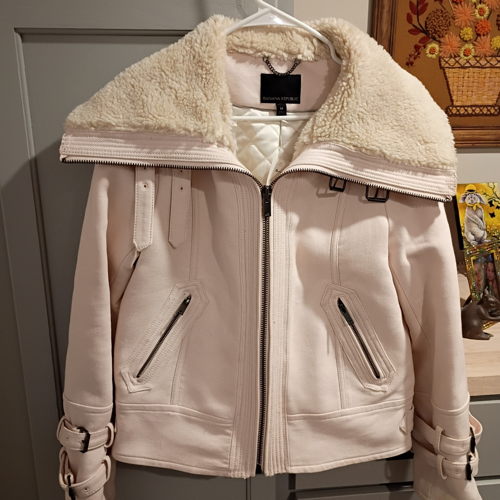Banana Republic Cream Bomber Jacket